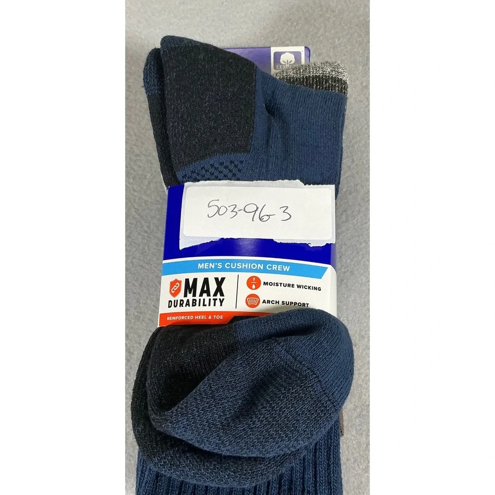 Gildan Ultra‎ Cotton Men's Cushion Crew Socks Size 6-12 Brown Gray Navy 3 Pair